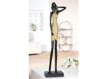 Afrikafigur GILDE "Figur Dorada", schwarz (goldfarben, schwarz), B:12cm H:45cm T:8,5cm, Kunstharz, Dekofiguren, Afrikafigur