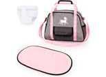 Puppen Wickeltasche BAYER "grau/rosa Einhorn", rosa (grau, rosa einhorn), Puppenausstattungen, KinderB:4cm H:22,5cm L:27cm T:27cm, Puppen Wickeltasche, B:4cm H:22,5cm L:27cm T:27cm