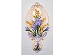 Fensterbild STICKEREIEN PLAUEN "Krokusblüte Fensterbild" Gr. 1, beige, B:18cm H:36cm, Polyester, Fensterbilder, Fensterbild, Fensterbild "Krokusblüte"