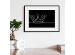 Bild QUEENCE "KING", schwarz (farbe rahmen: schwarz, farbe bild(er): schwarz), B:40cm H:30cm, Acrylglas, Holz, Papier, Bilder, Bild, HD Premium Poster-Druck inkl. Holzrahmen