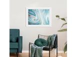 Bild QUEENCE "Marcello", blau (farbe rahmen: weiß, farbe bild(er): blau), B:50cm H:40cm, Acrylglas, Holz, Papier, Bilder, Bild, HD Premium Poster-Druck inkl. Holzrahmen