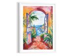 Poster REINDERS "Sommerbalkon", bunt (farbe bild(er): mehrfarbig), B:50cm H:70cm T:2,2cm, Bilder, Poster, Wohnzimmer - Mehrfarbig - MDF - Landschaften - 50x70 cm