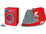 Kinder-Haushaltsset HAPPY PEOPLE "Waschmaschine und Bügeleisen", rot (rot, grau), Spielzeug-Haushaltsgeräte, Kinder, Kunststoff, Kinder-Haushaltsset, mit Licht- und Soundeffekt