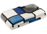 Wohndecke GÖZZE "Antigua", blau (blau, silberfarben), B:150cm L:200cm, Polyester, Wohndecken, Wohndecke, mit modernem Karo, Kuscheldecke, 150x200 cm