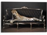 Wandbild REINDERS "Wandbild Leopard Chic Panther - Liegend - Luxus - Relax", schwarz (farbe bild(er): schwarz), B:90cm H:60cm, MDF, Bilder, Wandbild