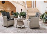Balkonset DESTINY "LUNA MALAGA", weiß (vintage weiß, hellgrau, vintage grau, grau), Polyester, Aluminium, Geflecht Rattan, Glas, Sitzmöbel-Sets, Balkonset, Aluminium, Polyrattan