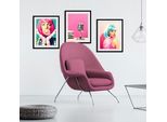 Bild QUEENCE "Sascha", rosa (farbe rahmen: schwarz, farbe bild(er): rosa), B:50cm H:70cm, Acrylglas, Holz, Papier, Bilder, Bild, HD Premium Poster-Druck inkl. Holzrahmen