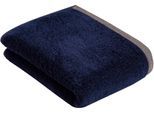 Badetuch BUGATTI "Prato", blau (marine blau), B:67cm L:140cm, Walkfrottier, Obermaterial: 100% Baumwolle, Handtücher, Badetuch, Uni Farben, mit melierter Optik im Saum