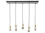 BRILLIANT Pendelleuchte "Darcia", schwarz, 5, 1 Stk., Leuchten, 133 x 35 x 95 cm, 5 x E27, kürzbar, Metall, messingfarben/schwarz, Pendelleuchte