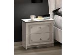 Kommode HOME AFFAIRE "Greta, aus FSC-zertifiziertem Holzwerkstoff mit Dekor im Klassikstil", weiß (weiß, silber), B:50cm H:49cm T:38,5cm, Holzwerkstoff, Sideboards, Kommode, mit 2 Schubladen, soft-close-Funktion, Made in Italy