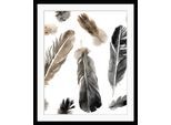 Bild QUEENCE "Alizia", grau (farbe rahmen: schwarz, farbe bild(er): grau), B:40cm H:50cm, Acrylglas, Holz, Papier, Bilder, Bild, HD Premium Poster-Druck inkl. Holzrahmen