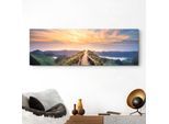 Wandbild REINDERS "Wandbild Morgenröte Berge - Sonnenaufgang - Natur", grün (farbe bild(er): grün), B:156cm H:52cm, MDF, Bilder, Wandbild