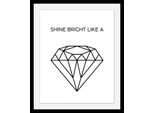 Bild QUEENCE "Diamant", schwarz (farbe rahmen: schwarz, farbe bild(er): schwarz), B:40cm H:50cm T:3cm, Acrylglas, Holz, Papier, Bilder, Bild, HD Premium Poster-Druck inkl. Holzrahmen