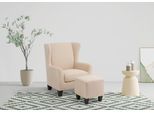 Ohrensessel HOME AFFAIRE "Chilly, Sessel mit Hocker", beige (creme), B:84cm H:101cm T:84cm, Microfaser PRIMABELLE (100% Polyester);Karo Stoff (60% Polyester/40% Baumwolle);Velvet (100% Polyester);Luxus-Microfaser in Teddy Optik (100% Polyester), Sessel, Ohrensessel, in Cord und Microfaser-Bezug, Unser Dauertiefpreis