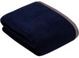 Badetuch BUGATTI "Prato", blau (marine blau), B:100cm L:150cm, Walkfrottier, Obermaterial: 100% Baumwolle, Handtücher, Badetuch, Uni Farben, mit melierter Optik im Saum