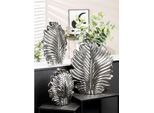 Bodenvase GILDE "Vase "Monstera" H. 45 cm", silber (silberfarben), B:36,5cm H:45cm T:10,5cm, Keramik, Vasen, Bodenvase