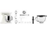 KITCHENAID Küchenmaschine "5KSM125EPL", weiß (porzellan), B:2,1cm H:34,3cm T:33,8cm, Küchenmaschinen, Set aus Küchenmaschine mit Glasschüssel und Fleischwolf, Küchenmaschine