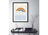 Bild QUEENCE "Regenbogen im Kopf", bunt (farbe rahmen: schwarz, farbe bild(er): bunt), B:40cm H:50cm, Acrylglas, Holz, Papier, Bilder, Bild, HD Premium Poster-Druck inkl. Holzrahmen
