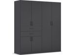 Drehtürenschrank RAUCH "Kleiderschrank Schrank Garderobe MAIKA mit Dekor-Front", grau (graumetallic), B:181cm H:197cm T:54cm, Holzwerkstoff, Schränke, Drehtürenschrank, 2 Schubladen, in verschiedenen Breiten, Höhen, Farben, MADE IN GERMANY