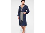 Unisex-Bademantel KANGAROOS "Henry, ideal für Sauna & Spa, Hotelbademantel, Morgenmantel" Gr. XXXL, blau (marine), L:125cm, Walkfrottee, Hausmäntel, Unisex-Bademantel, Bademäntel für Damen & Herren, Logostickerei, S-3XL