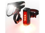 Fahrradbeleuchtung FISCHER FAHRRAD "LED-Akku-Bel. Set PLUS 110 + TWIN STOP", schwarz, Fahrradlampen, Fahrradbeleuchtung