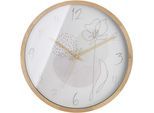 Wanduhr CASABLANCA BY GILDE "Wanduhr One Line Flower", beige (natur), B:42cm H:42cm T:5cm, Wanduhren, Wanduhr