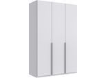 Kleiderschrank WIMEX "Mugano,in 5 Breiten,2 Höhen,2 Tiefen, viele Farben, Made in Germany", weiß (weiß, griffe alufarben), B:135cm H:208cm T:58cm, Holzwerkstoff, Schränke, Kleiderschrank, mit langen Griffen aus Metall, mit oder ohne Spiegel