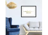 Bild QUEENCE "Düsseldorf Skyline GOLD", gold (farbe rahmen: schwarz, farbe bild(er): goldfarben), B:50cm H:40cm, Acrylglas, Holz, Papier, Bilder, Bild, HD Premium Poster-Druck inkl. Holzrahmen