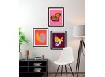 Bild QUEENCE "Maya", lila (farbe rahmen: schwarz, farbe bild(er): lila), B:50cm H:70cm, Acrylglas, Holz, Papier, Bilder, Bild, HD Premium Poster-Druck inkl. Holzrahmen