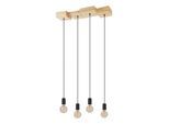 EGLO Hängeleuchte "HALKIN", braun (braun, schwarz), 4, H: 110cm, 1 Stk., Leuchten, Pendelleuchte, Holz in Natur und Metall in Schwarz, FSC100HB, E27, Hängeleuchte