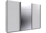 Kleiderschrank WIMEX "Mugano, Made in Germany, Lieferung bis in Deine Etage und Stellort", schwarz (weiß, griffe schwarz), B:270cm H:208cm T:65cm, Holzwerkstoff, Schränke, Kleiderschrank, 3 Schwebetüren, große Größen, mit oder ohne Spiegel, Metallgriffe
