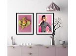 Bild QUEENCE "Matilda", rosa (farbe rahmen: schwarz, farbe bild(er): rosa), B:30cm H:40cm, Acrylglas, Holz, Papier, Bilder, Bild, HD Premium Poster-Druck inkl. Holzrahmen