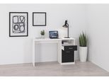 Schreibtisch FMD "Jackson", schwarz-weiß (weiß, schwarz), B:123cm H:76,5cm T:50cm, Tische, Schreibtisch, Bürotisch mit 1 Schubkasten und 1 Tür, 123 cm breit