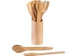 Besteckhalter ZELLER PRESENT, beige (natur), H:33cm Ø:9cm, Bambus, Besteckkörbe, Besteckhalter, hochwertig