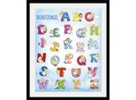 Bild QUEENCE "Schutzengel ABC", bunt (farbe rahmen: schwarz, farbe bild(er): bunt), B:30cm H:40cm, Acrylglas, Holz, Papier, Bilder, Bild, HD Premium Poster-Druck inkl. Holzrahmen