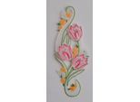 Fensterbild STICKEREIEN PLAUEN "Frühling" Gr. 1, bunt (gelb, grün, rosa), B:14cm H:33cm, Polyester, Fensterbilder, Fensterbild
