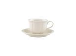 Tasse VILLEROY & BOCH "Teetasse mit Untertasse Manoir 130 ml weiß", weiß, Porzellan, Trinkgefäße, Tasse