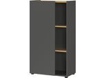 Aktenschrank GERMANIA "Adrano", grau (graphit, navarra, eiche, nachbildung), B:61cm H:110cm T:34cm, Holzwerkstoff, Schränke, Aktenschrank, passend für Ordner, in 2 Höhen, beidseitig montierbar, Made in Germany