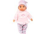 Babypuppe BAYER "My First Baby, Regenbogen-Outfit", rosa, grau, Puppen, Baby, Kunststoff, Polyester, Babypuppe, mit Schlafaugen