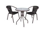 Garten-Essgruppe VCM "3-tlg. Bistroset Balkon Stuhl Tisch Set Braun", braun, Obermaterial: 100% Kunststoff plastic., Sitzmöbel-Sets, Garten-Essgruppe