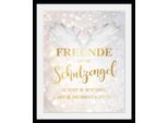 Bild QUEENCE "Freunde sind wie Schutzengel", gold (farbe rahmen: schwarz, farbe bild(er): goldfarben, weiß), B:40cm H:50cm, Acrylglas, Holz, Papier, Bilder, Bild, HD Premium Poster-Druck inkl. Holzrahmen