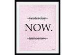 Bild QUEENCE "NOW.", rosa (farbe rahmen: schwarz, farbe bild(er): rosa), B:30cm H:40cm, Acrylglas, Holz, Papier, Bilder, Bild, HD Premium Poster-Druck inkl. Holzrahmen
