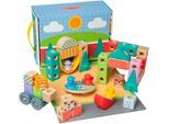 Spielbausteine SPIN MASTER "Melissa & Doug Blockables Stadt", bunt, Spielbausteine, Baby, Holz, Spielbausteine