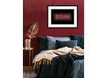 Bild QUEENCE "BONN LIGHTS", rot (farbe rahmen: schwarz, farbe bild(er): rot), B:40cm H:30cm, Acrylglas, Holz, Papier, Bilder, Bild, HD Premium Poster-Druck inkl. Holzrahmen