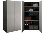 Schuhschrank OTTO HOME "Pratiko Breite 63 cm, Höhe 114 cm, Schuhregal mit 6 Ebenen", grau (gusseisenfarben (ghisa), steinfarben (pietra)), B:63cm H:114cm T:35cm, FSC-zertifizierter Holzwerkstoff, Schränke, Schuhschrank, Schuhkommode, 2 Türen, Platz für bis zu 15 Paar Schuhe
