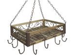 Hängekorb AMBIENTE HAUS "Topfhänger aus gebranntem Holz/Eisen", beige (natur), B:50cm H:16cm T:40cm, Holzwerkstoff, Aufbewahrungsboxen, Hängekorb