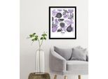 Bild QUEENCE "Figs", lila (farbe rahmen: schwarz, farbe bild(er): lila), B:50cm H:70cm, Acrylglas, Holz, Papier, Bilder, Bild, gerahmt