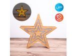NÄVE Dekolicht "Stern", beige (natur), 1, H: 33cm, 1 Stk., Leuchten, Sperrholz 10x LED Batteriefach mit Ein-/Ausschalter+Timerfunktion, Dekolicht