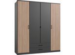 Kleiderschrank WIMEX "Fulda, 135 oder 180/58/199cm, 2 Schubladen, Made in Germany", bunt (grafit, außentüren multiplex optik), B:180cm H:199cm T:58cm, Holzwerkstoff, Schränke, Kleiderschrank, besonderer Look durch Multiplex Optik, mit oder ohne Glasauflage