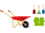Schubkarre KLEIN "Metallschubkarre mit Zubehör", rot, Schubkarren, KinderB:78cm H:41cm T:40cm, Massivholz, Metall, Schubkarre, für Kinder, aus Metall, B:78cm H:41cm T:40cm